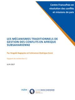 LES MÉCANISMES TRADITIONNELS DE GESTION DES les m 201 canismes