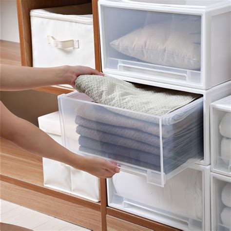 1pc Drawer Type Underwear Storage Box Household Stackable Desktop