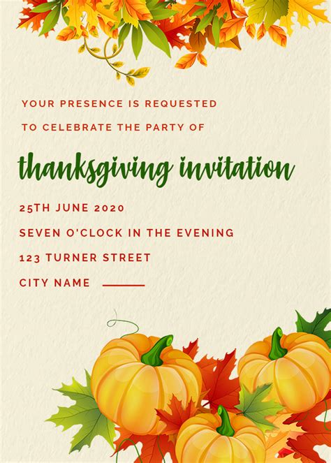 10+ Thanksgiving Invitation template free psd | shop fresh