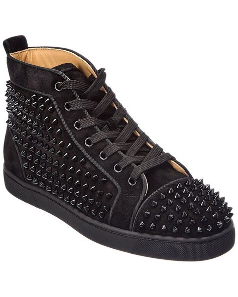 Christian Louboutin Louis Spikes Orlato Suede Sneaker In Black For Men