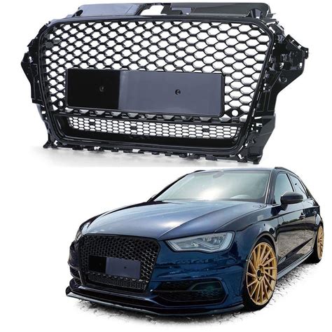 Grille Hoogglans Zwart Voor Audi A3 8V Honingraat Design