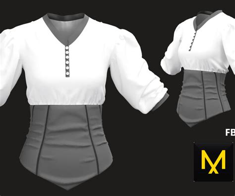 Artstation Blouse With Corset Marvelous Designer Clo3d Project Obj Fbx Game Assets