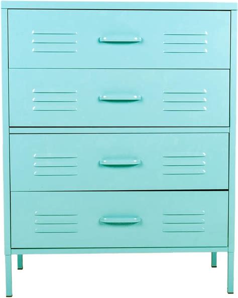 MaximaVida Metalen Locker Ladekast Finn 80 X 40 X 102 Cm Aqua 4 Lades