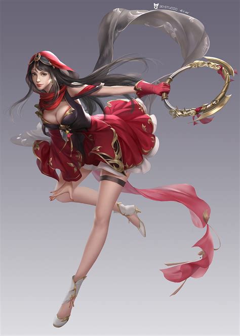 Phoenix Sparks Sword Red Clothing Fire Weapon Birds Brunette