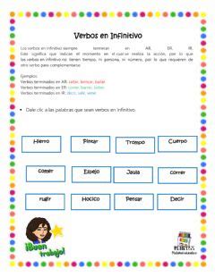 Verbos en Infinitivo Idioma español o castellano Curso nivel 3 de