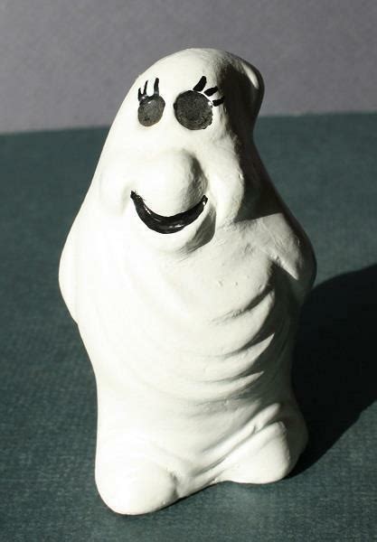 Ghost Figurine Halloween Chalkware Solid Hand Painted Spooky Cute Ghost