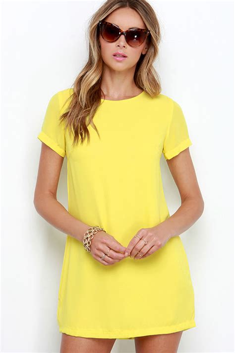 Chic Yellow Dress Shift Dress 4500 Lulus