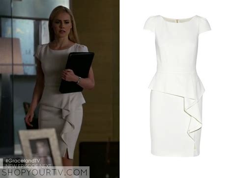 Suits: Season 4 Episode 8 Katrina's White Ruffle Front Dress | Shop Your TV | Stylish work ...