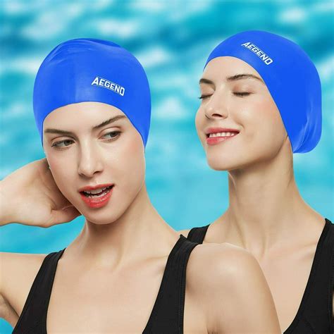 aegend Swim Caps for Long Hair (2 Pack), Durable Silicone Swimming Caps ...