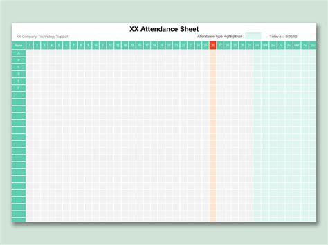 Excel Of Highlight Supported Attendance Sheet Xlsx Wps Free Templates