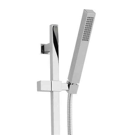 Milano Arvo Modern Square Riser Rail Hand Shower Kit With Hose Chrome