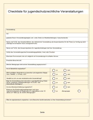 Fillable Online Muennerstadt Checkliste Fr Jugendschutzrechtliche