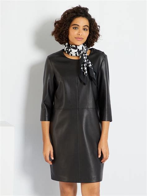 Vestido Recto De Material Sint Tico Negro Kiabi