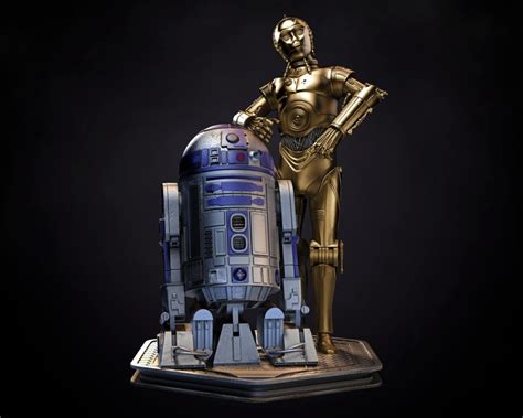 Star Wars R2D2 And CP3O Droids Diorama 3D High Quality STL File 3D