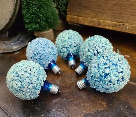 Vintage Ge Lighted Ice Bulbs Blue Set Of Five Frosted Sugar Etsy