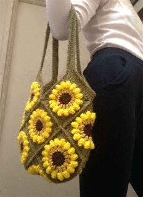 Crochet Sunflower Shoulder Bag Sunflower Tote Bag More Etsy