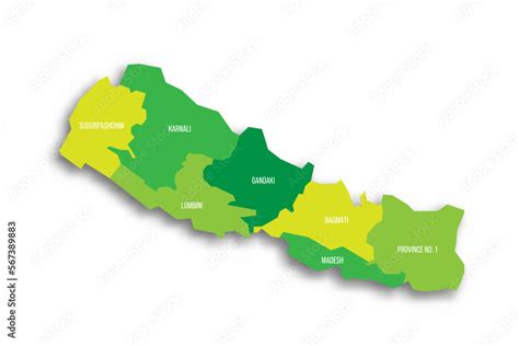 Nepal political map of administrative divisions Stock Vector | Adobe Stock