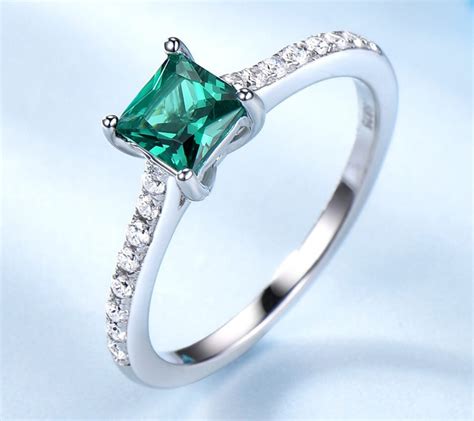 Bague En Pierre Pr Cieuse Meraude Verte Pour Femme Argent