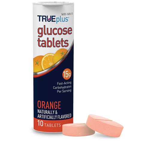 TRUEplus Orange-Flavored Glucose Tablets - 15g, 10 ct.