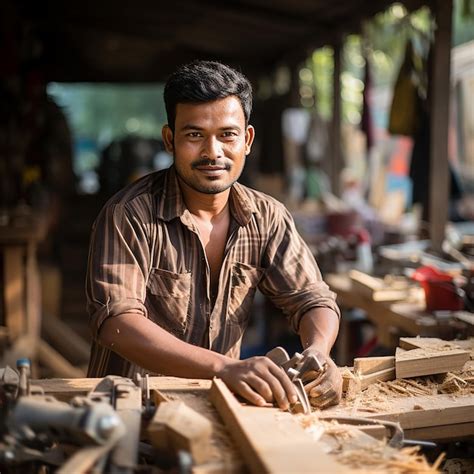 Premium AI Image | Diligent Indian Carpenter at Workbench