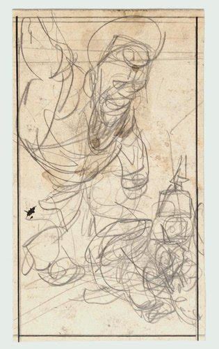 Figure Pencil Drawing By Gabriele Galantara Early 20th Century