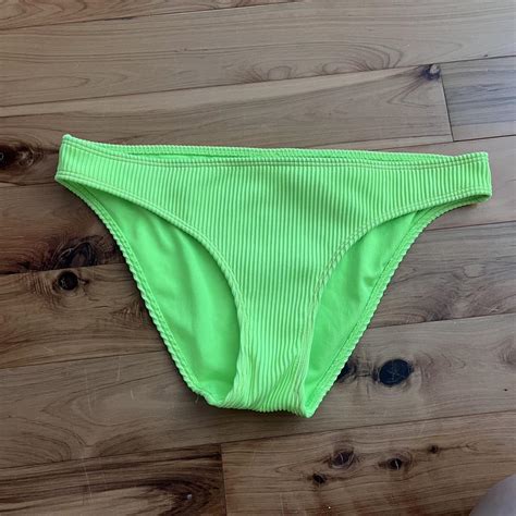 Lime Green Ribbed Hollister Bikini Bottoms Size Depop