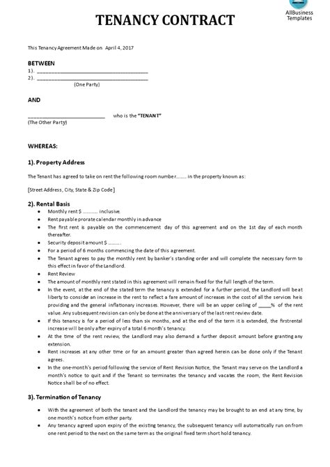 Tenancy Agreement Template Download This Tenancy Agreement And After