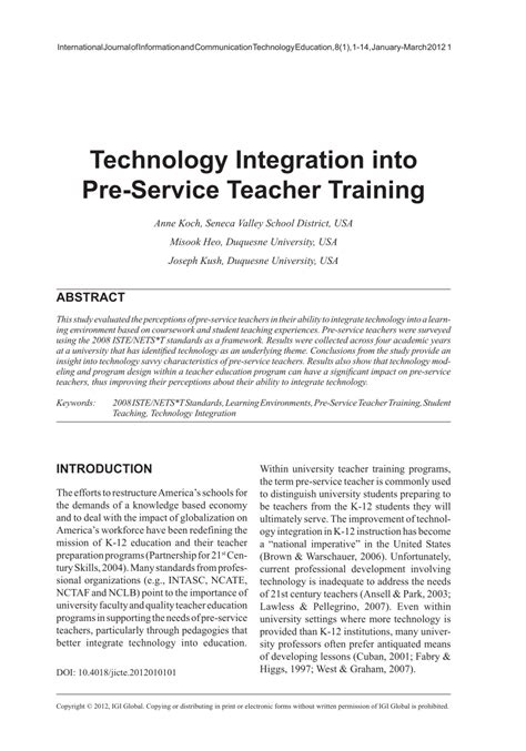 (PDF) Technology Integration into Pre-service Teacher Training