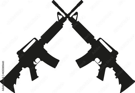 M Crossed Rifle Gun Cut File Svg Cricut Silhouette Stock Vector