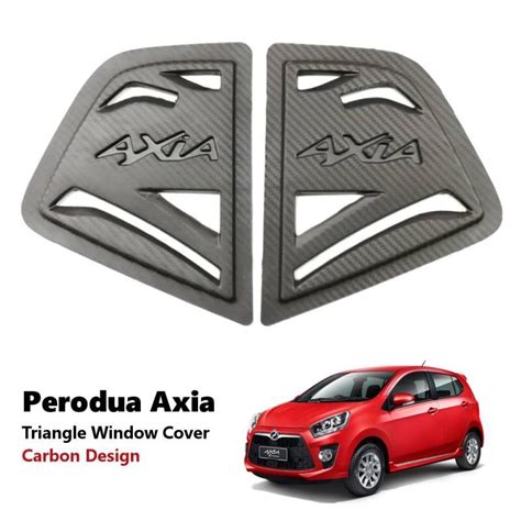 Perodua Axia Rear Side D Carbon Window Triangle Mirror Cover Protector