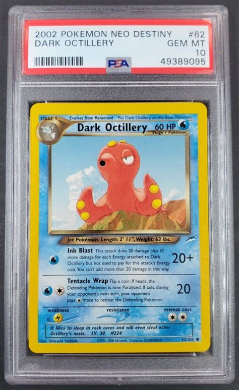 Pokemon Psa Dark Octillery Unlimited Neo Destiny Set Gem Mint