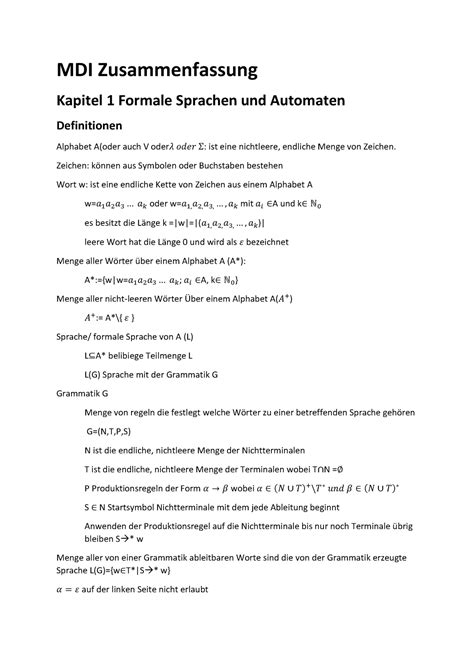 Zusammenfassung Modelle Der Informatik Ws Mdi Zusammenfassung