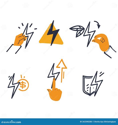 Hand Drawn Doodle Simple Set Of Electric Energy Related Illustration