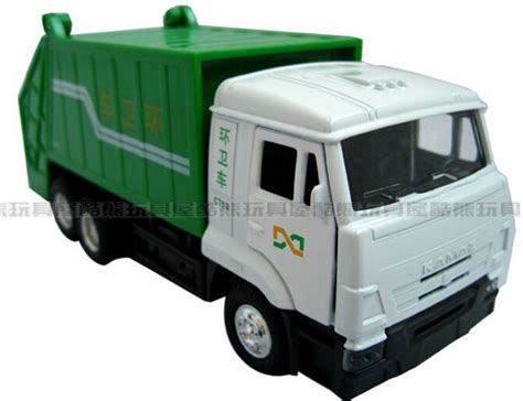 Kids White-Green Pull-Back Function Diecast Garbage Truck Toy [GT01T006 ...