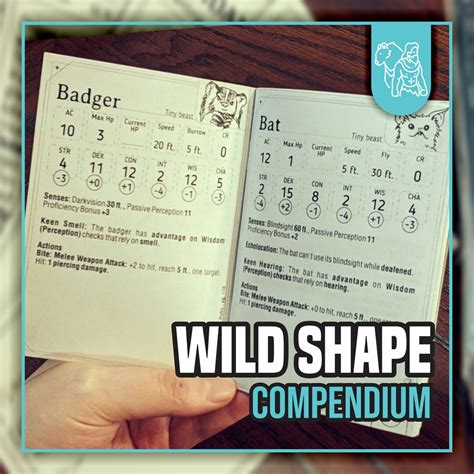 DRUID WILD SHAPE Booklet for Dnd 5e Form Fillable Pdfs - Etsy