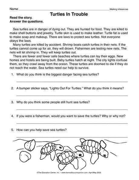 Literacy Worksheet Informational Text Sea Turtles The Mailbox