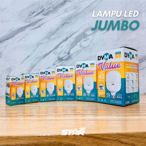 Jual Lampu LED Jumbo Dyma Putih Tipe 40 30 20 15 10 5 Murah Terang