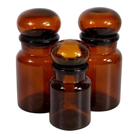 Belgian Amber Glass Apothecary Airtight Jars Set Of 3 In 2021 Amber Glass Apothecary