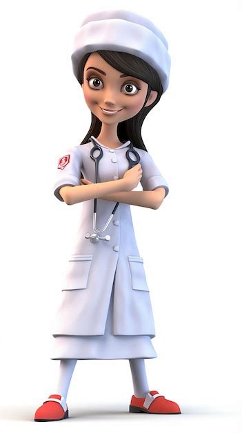 Premium Photo D A Cartoon Illustration Of A Female Nurse