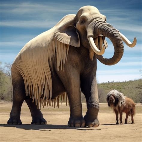 Premium AI Image | a large elephant with a long tusk and a baby ...