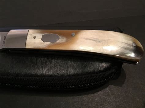 Custom John H Lloyd Horn Barehead Trapper Slipjoint Folder Folding