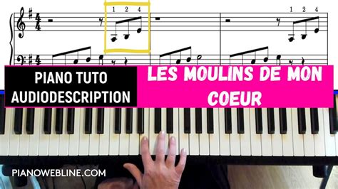 Les Moulins De Mon Coeur Piano Tuto Audiodescription Youtube