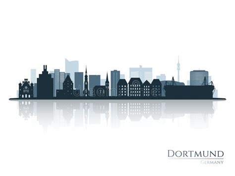 Dortmund Skyline Silhouette with Reflection. Stock Vector - Illustration of city, place: 277694665