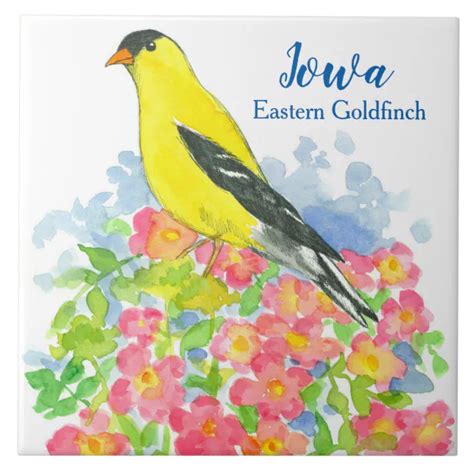 Yellow Eastern Goldfinch State Bird of Iowa Ceramic Tile | Zazzle