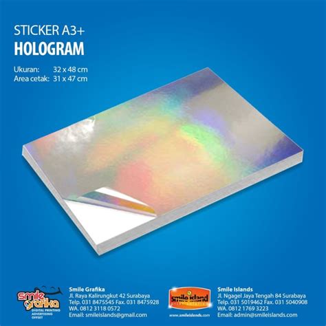 Jual Bahan Stiker Hologrampelangi A3 Kota Surabaya Smile Island