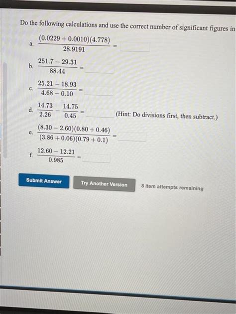 Solved Do The Following Calculations And Express Each Chegg