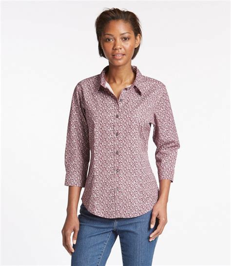 Wrinkle-Free Pinpoint Oxford Shirt, Three-Quarter-Sleeve Slightly ...