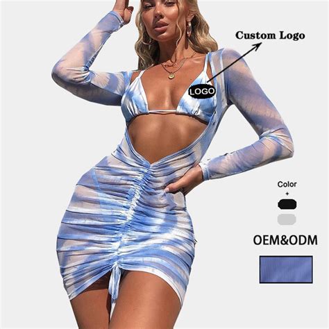 Oem Odm Wholesale Bathing Suits Tie Dry Swim Suits Custom Sexy Swimwear Bikini With Skirt