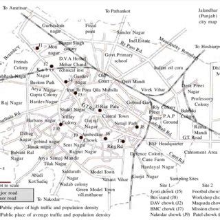 City map of Jalandhar showing sampling locations | Download Scientific ...