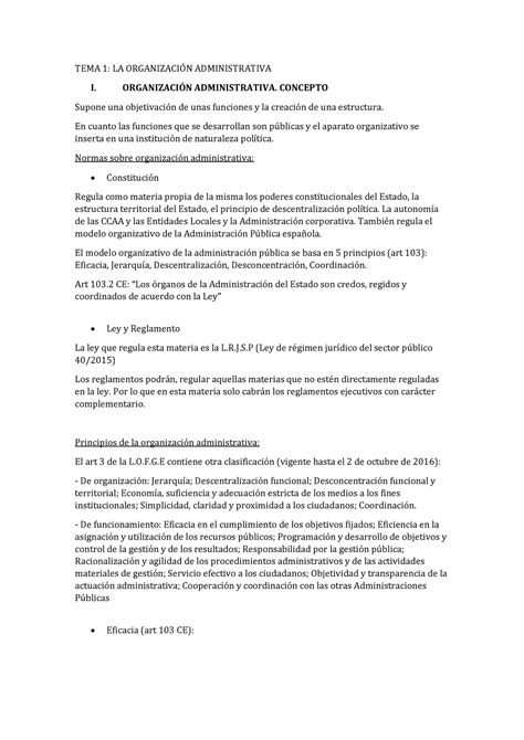 Apuntes Administrativo Pdf Tema La Organizacin Administrativa I